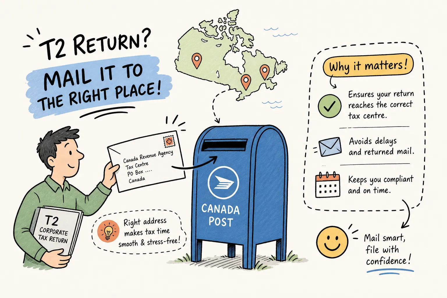 Where to mail T2 corporate tax return in Canada