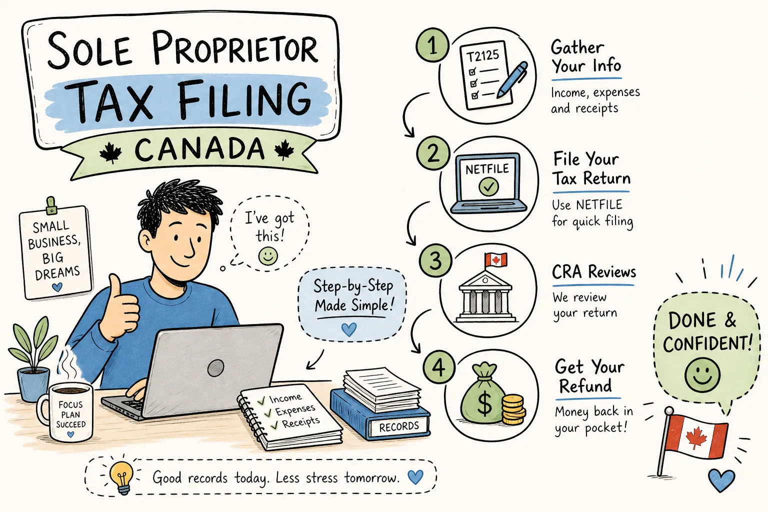 Sole proprietor filing a T1 return with Form T2125 in Canada